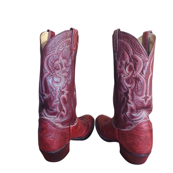 Vintage Tony Lama Cherry Mahogany Bbullhide leather boots - Picture 9 of 16